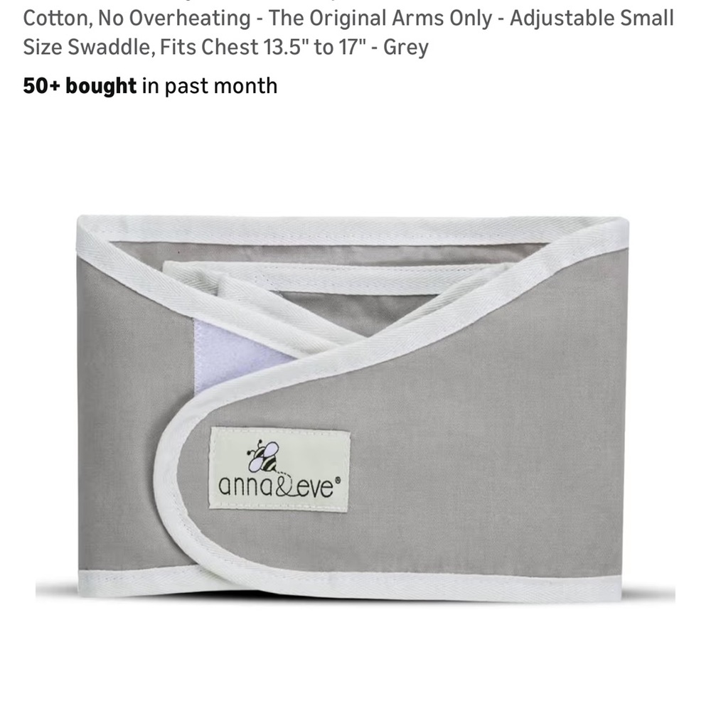 Anna & Eve Gray Adjustable Swaddle